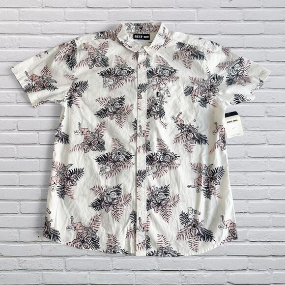 Reef Flower and Elephant Print Shirt in White - Picture 1 of 6